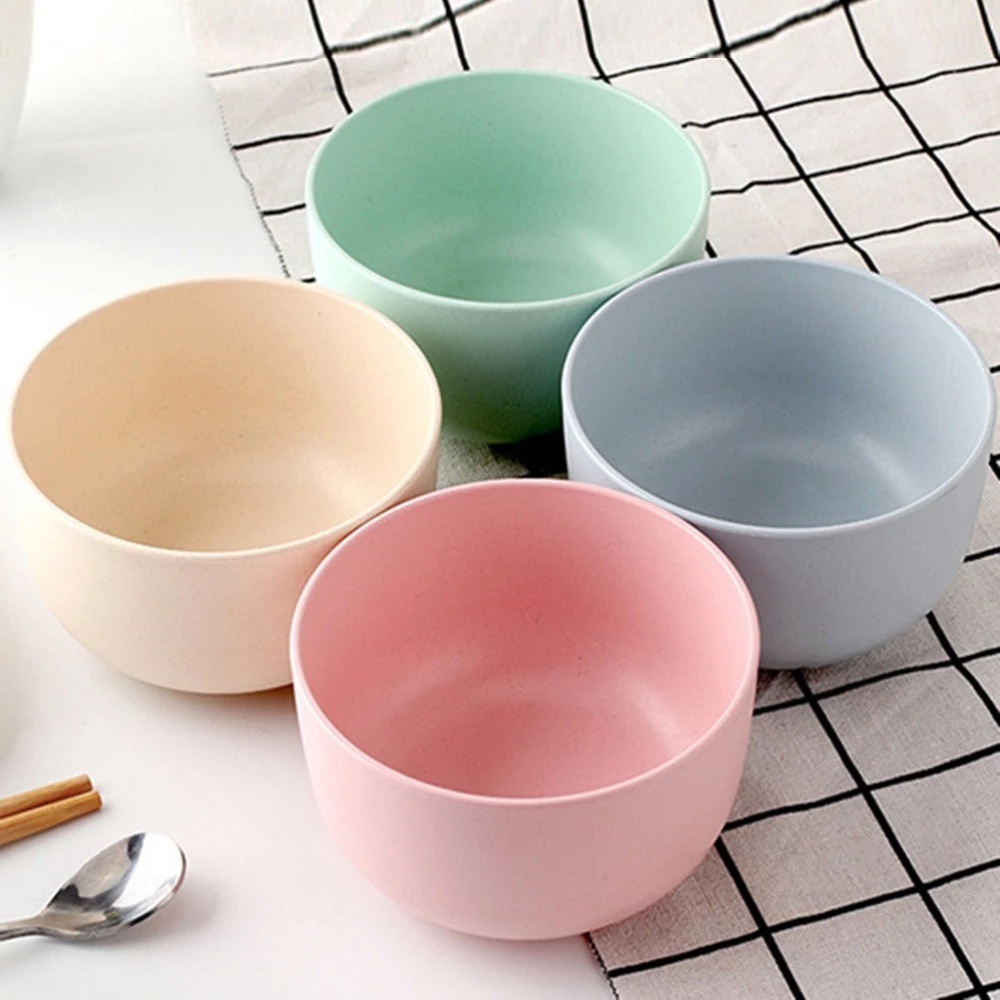 Bát Ăn Cơm/Salad Bằng Sợi Rơm Lúa Mì Thân Thiện Với Môi Trường 4 Màu Tùy Chọn Cho Trẻ Em