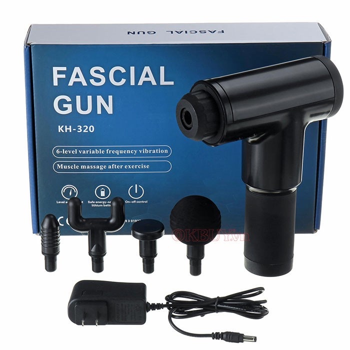 Súng Massage Cơ Bắp 4 Đầu 6 Chế Độ Mini Fascial Gun KH 320 Cao Cấp