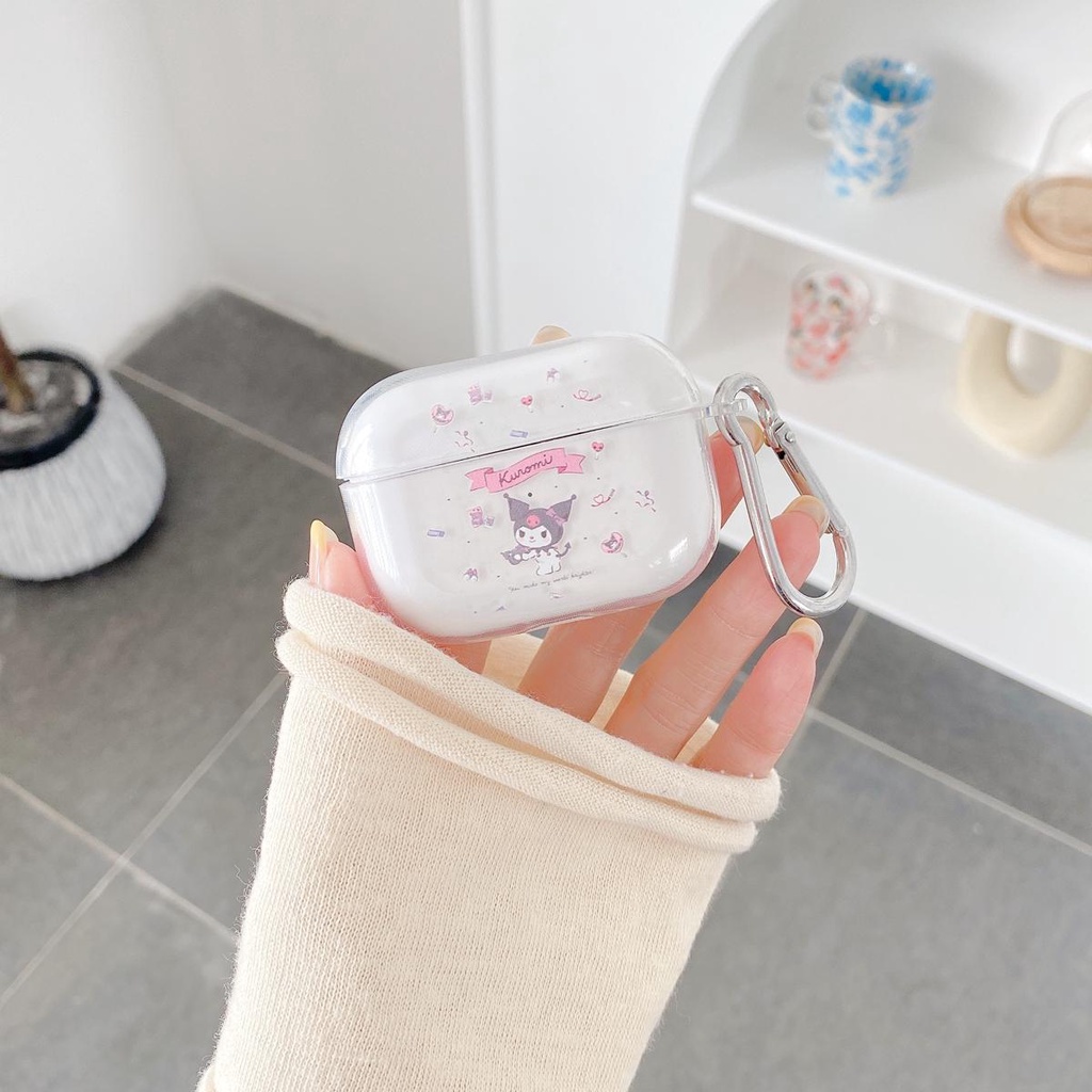 Vỏ TPU mềm hoạt hình Kuromi dễ thương thích hợp cho hộp tai nghe không dây Airpods 1/2/3 pro