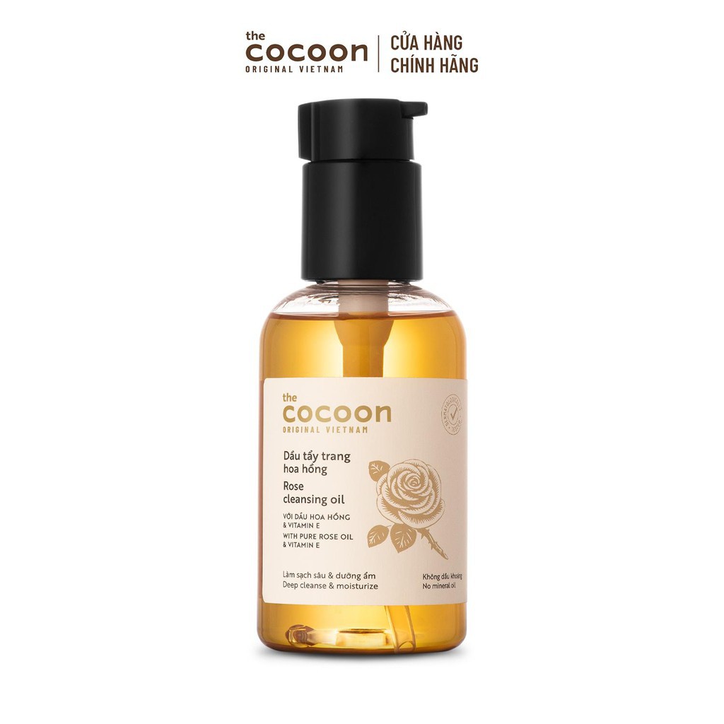 Dầu tẩy trang hoa hồng Cocoon tẩy sạch makeup chuyên nghiệp &amp; dưỡng ẩm 140ml