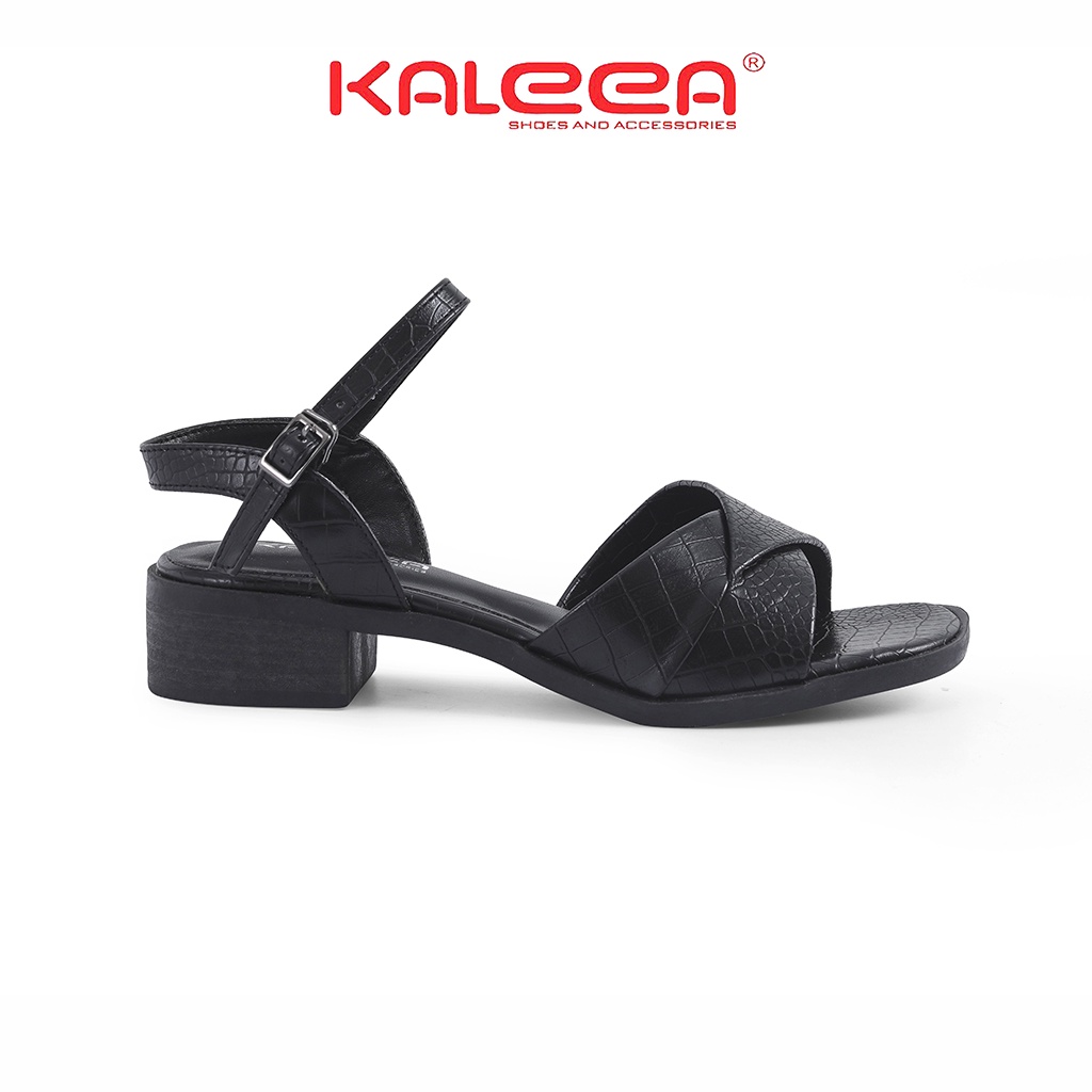 Giày Sandal Nữ KALEEA UK2102 - Da Bò Quai Mảnh Gót Vuông Cao 3p Hở Gót