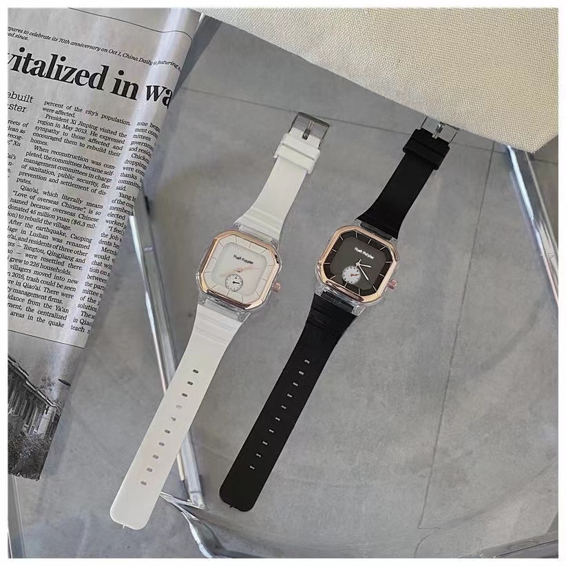 Đồng Hồ Dây Silicon Màu Trơn Phong Cách Hàn Quốc Cho Nữ