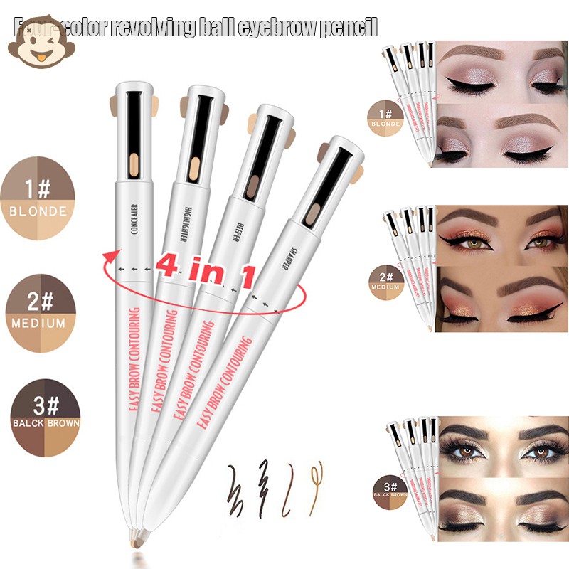 (Hàng Mới Về) Bút Kẻ Lông Mày 4 Trong 1 Chống Nước Chống Mồ Hôi Tiện Dụng | BigBuy360 - bigbuy360.vn