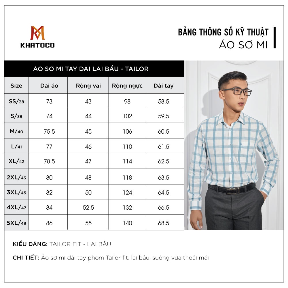 Áo sơ mi nam tay dài kẻ sọc Khatoco mã A1MD468T1-CNSC029-2112-D