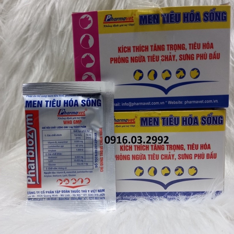 Men Tiêu Hóa Sống Pharbiozym Cao Cấp Cho Chó Mèo Thú Cưng Gói 5g