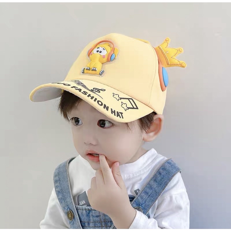 Mũ lưỡi trai cho bé trai bé gái thêu voi nghe nhạc dễ thương , phù hợp 5 tháng - 4 tuổi