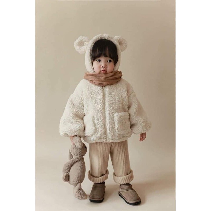 ÁO KHOÁC LÔNG TAI THỎ KÈM GẤU CHO BÉ