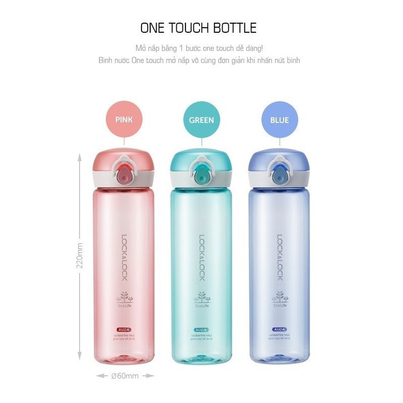 Bình Đựng Nước nhựa Tritan Lock&Lock One Touch Bottle 500ml ABF645