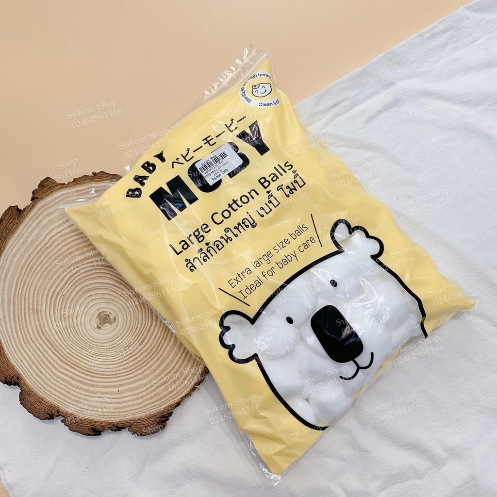 Bông gòn Moby túi 100g, bông viên đa năng công nghệ Nhật Bản cho mẹ và bé - Monnie Kids