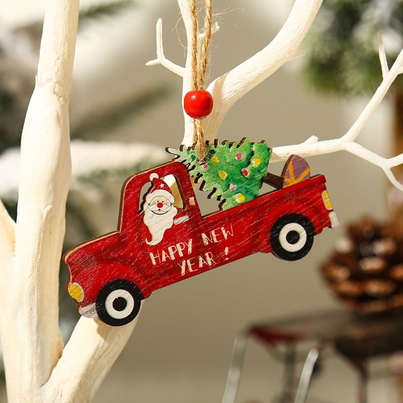 Phụ kiện treo trang trí cây thông giáng sinh hình ông già noel/người tuyết làm từ gỗ