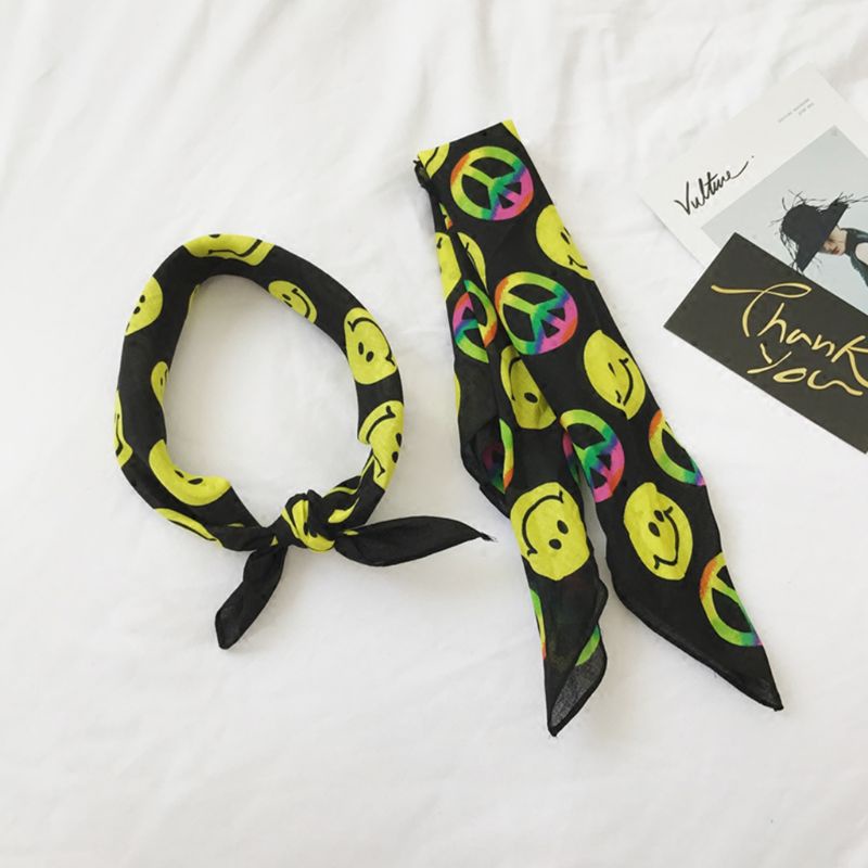 Whi Khăn Choàng Vuông Cotton Họa Tiết Hình Học Nhiều Màu Sắc Biểu Tượng Hòa Bình