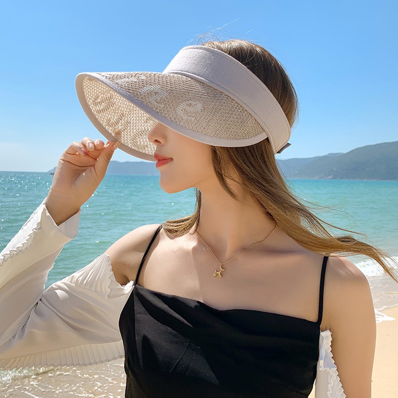 Mũ cói mềm, nón cói đi biển lưỡi trai thêu chữ nửa đầu mùa hè chống nắng – MU91
