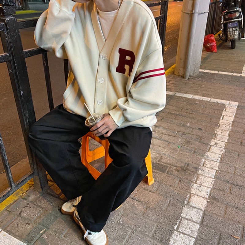 Áo khoác cardigan bằng vải dệt kim thời trang phong cách Hàn Quốc cho nam