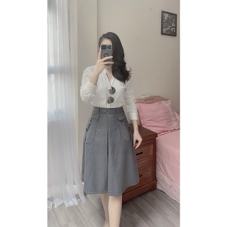 Chân váy công sở kẻ - dáng A xòe - 2 lớp