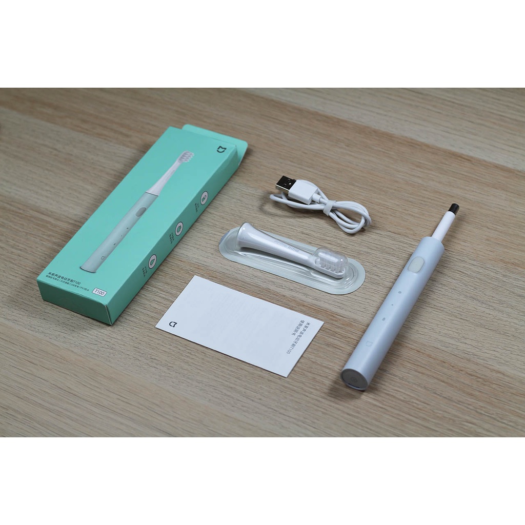 Bàn chải điện Xiaomi Mijia T100  (pin sạc) va Bộ 3 Đầu bàn chải T100 - kháng nước ipx7 - Bàn Chải Đánh Răng Mijia T100