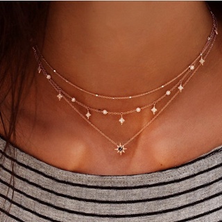 Vòng cổ choker vàng mặt ngôi sao đính đá pha lê cổ điển