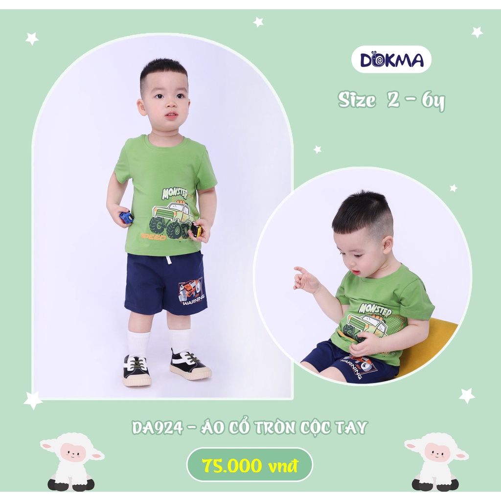 DA924 Áo cộc tay cổ tròn cotton bé trai Dokma (2-6T)