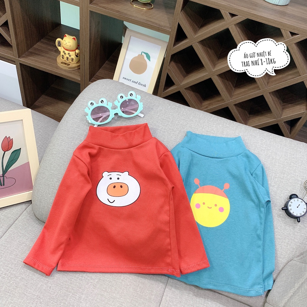 Combo bán sỉ 5 áo giữ nhiệt cổ 3 phân cho bé trai 8-18kg