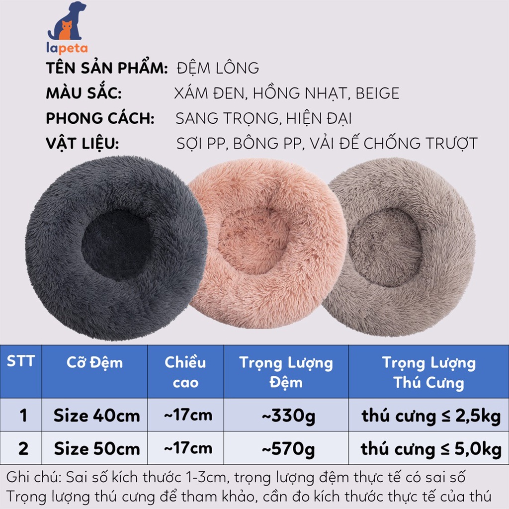 Đệm lông cho mèo chó nhỏ thú cưng ổ cỡ 40cm 50cm