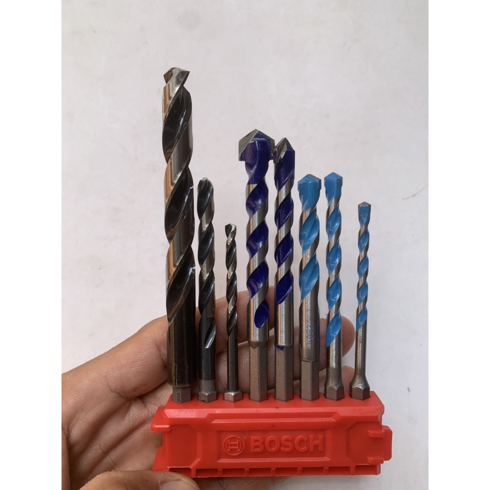 Bộ mũi khoan bê tông , tường , gạch men , inox , sắt thép gia đình Bosch - King Blue thông dụng