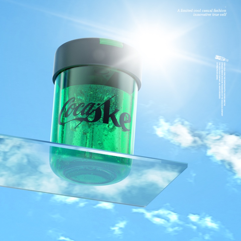 COCA-COLA Bình Nước Có Ống Hút Dung Tích 380ML / 500ML Thiết Kế Nhỏ Gọn Thời Trang