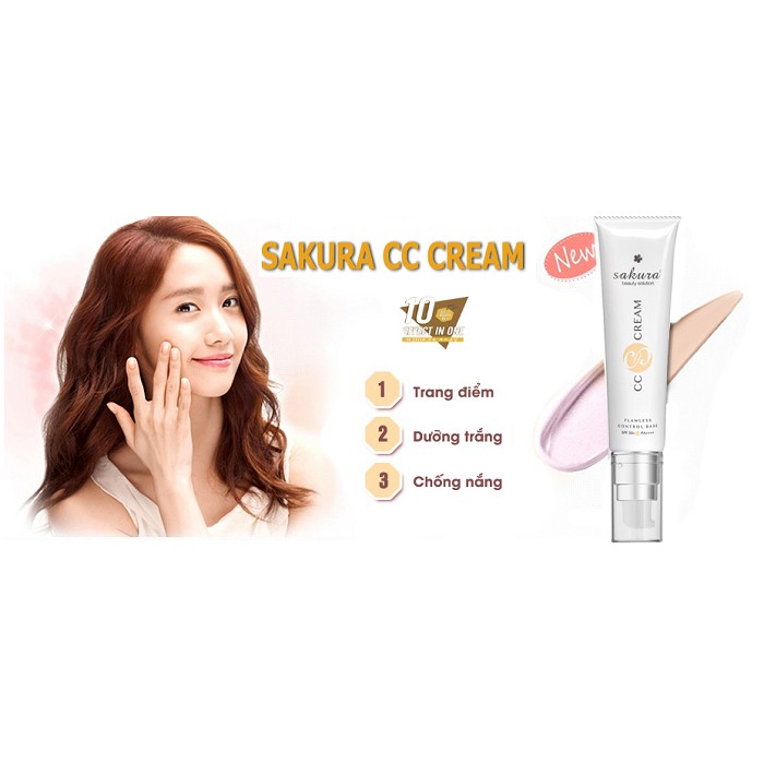 Kem Chống Nắng Trang Điểm Sakura Cc Cream Với Tone Màu Fair chính hãng của Nhật