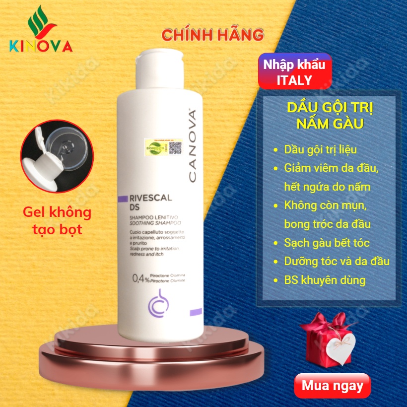 Dầu gội đầu sạch Gàu Nấm Mụn Mẩn Đỏ CANOVA 200ml sạch dịu nhẹ da đầu - Nhập Ý