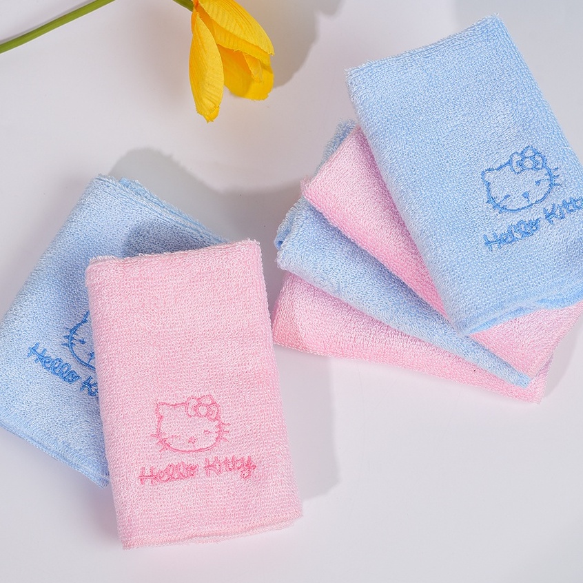 Khăn mặt trẻ em, khăn mặt cho bé hình kitty sợi sồi siêu mềm mại, kháng khuẩn, thấm hút