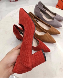 Giày cao gót nhung gân G04.8