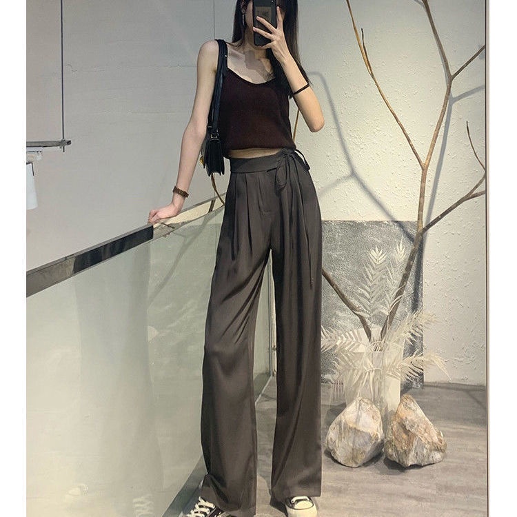 COZOK Quần dài ống rộng lưng cao thời trang cho nữ