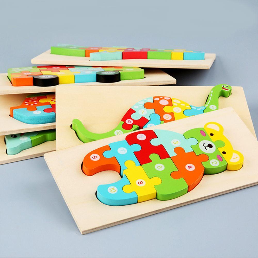 Đồ Chơi Xếp Hình Xe Buýt Khủng Long Bằng Gỗ Cho Trẻ Em