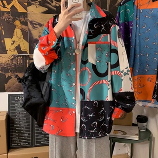 Áo Khoác Sơ Mi Nam Dài Tay In Họa Tiết Đường Phố 3 Màu (M-3Xl)