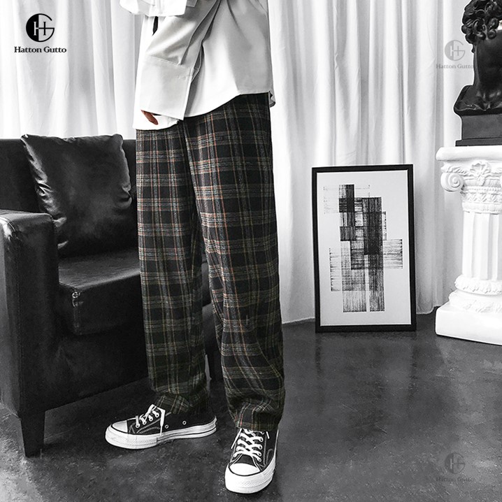 Hatton Gutto Quần Dài Nam Ca Rô Ca Rô Seluar Lelaki