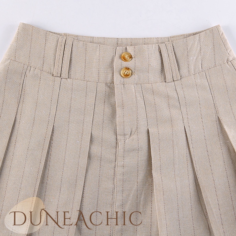 DUNEA Chân váy xếp ly phối ren đính nút xinh xắn cho nữ