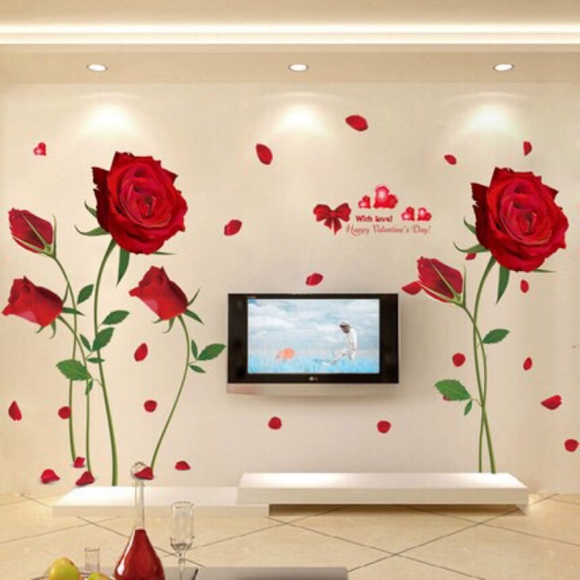 Decal dán tường hoa hồng mẫu 3