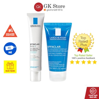 Set Kem Giảm Mụn La Roche-Posay - Tuýp Duo+ (40ml) tặng Sữa Rửa Mặt Effaclar (50ml)