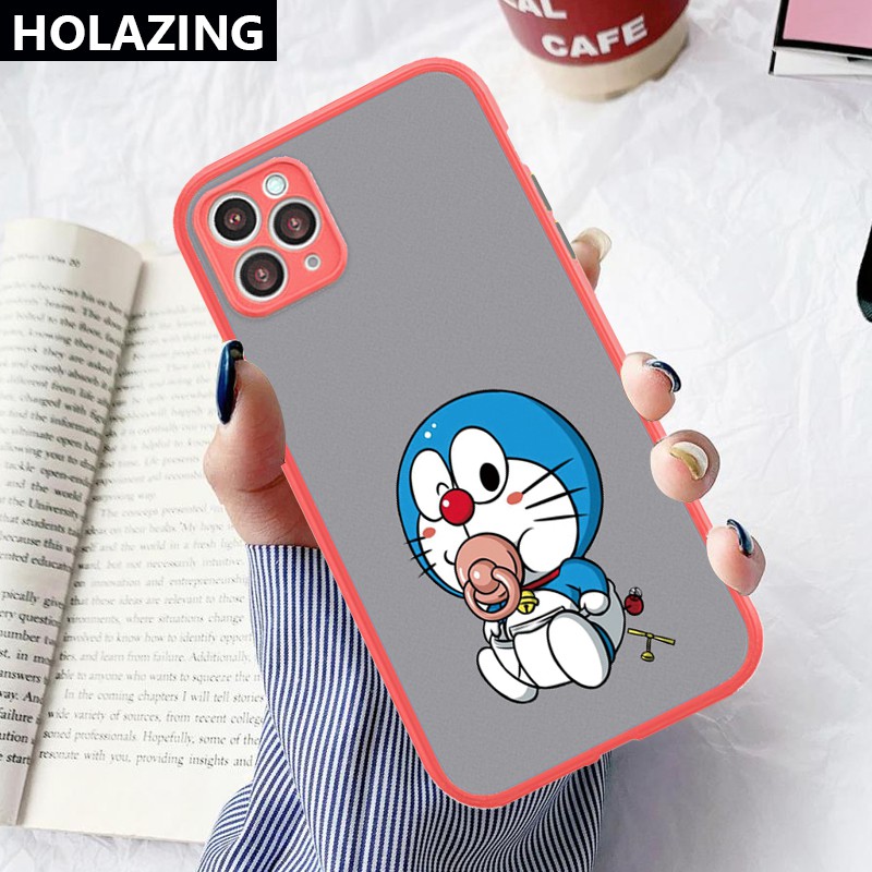 Camera Lens Protective Phone Case iPhone 12 Mini 11 Pro Max iXS Max XR SE 2020 8 Plus 7 6S vỏ điện thoại Doraemon Matte Scrub PC Hard Cover Anti-Scrach Shockproof