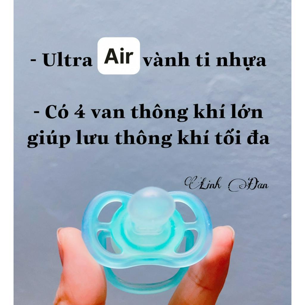 Ti giả Avent ultra air- ultra soft đầu dẹt chỉnh nha, ti giả avent cho bé từ sơ sinh, 6-18m