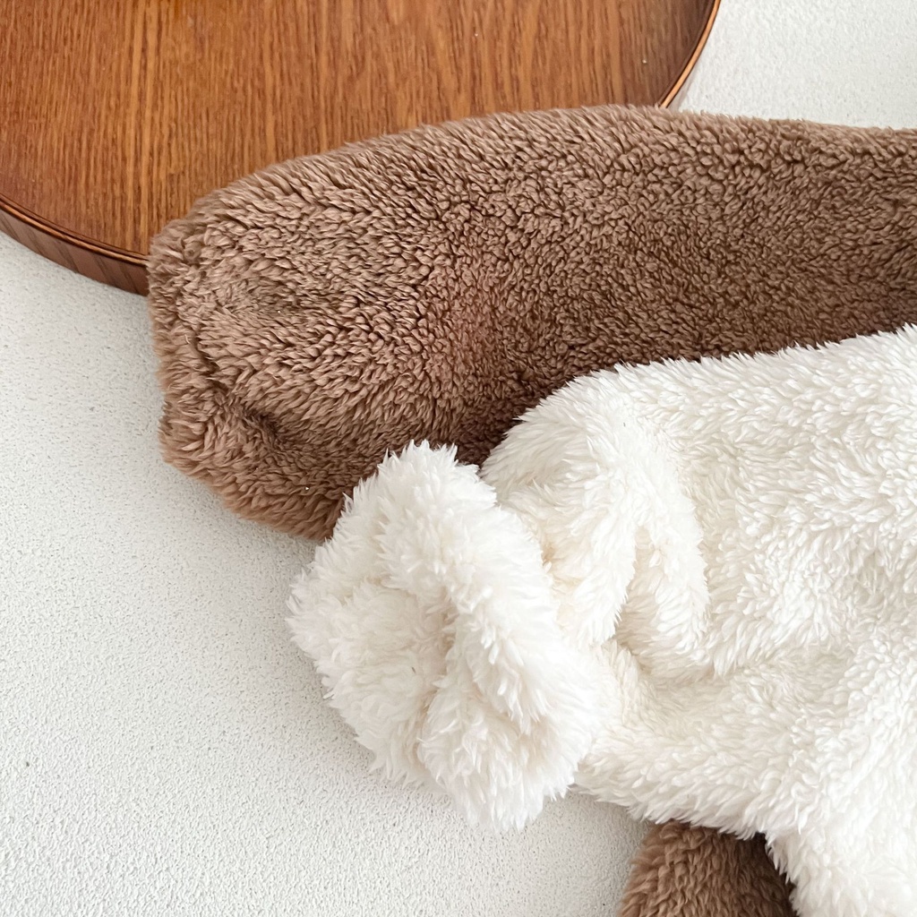 Áo Liền Quần Vải Nhung Dày Hai Mặt Thời Trang Thu Đông Cho Bé Sơ Sinh