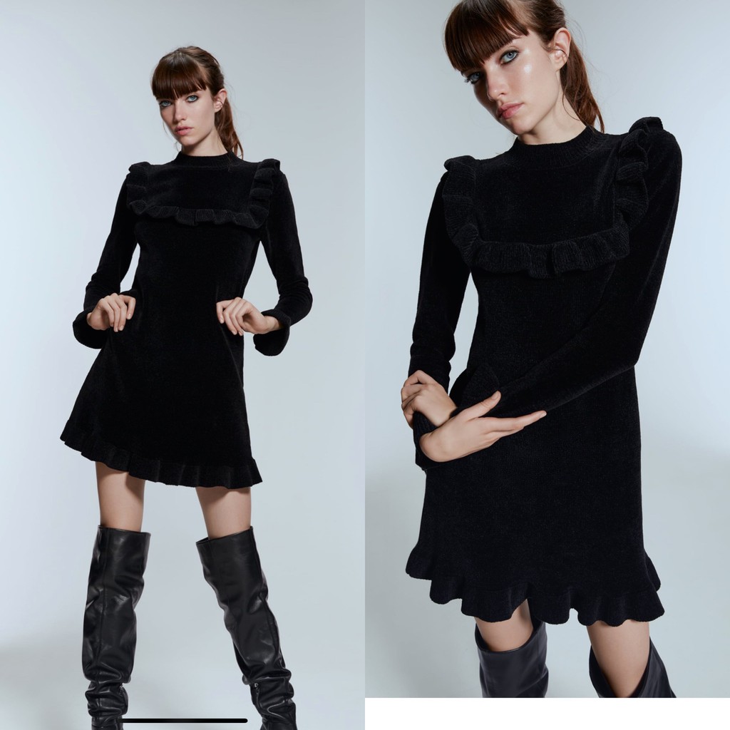 Váy len nhung ZARA authentic size M newtag