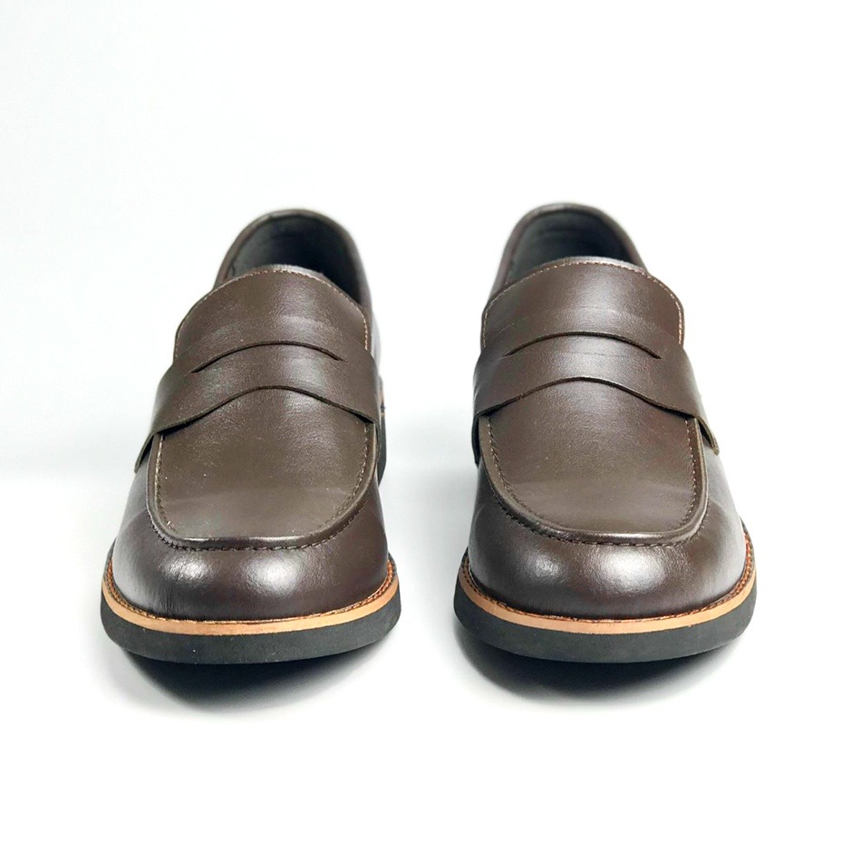 Giày lười tây loafer penny MAD brown công sở lười nam da bò cao cấp nhập khẩu phong cách hàn quốc