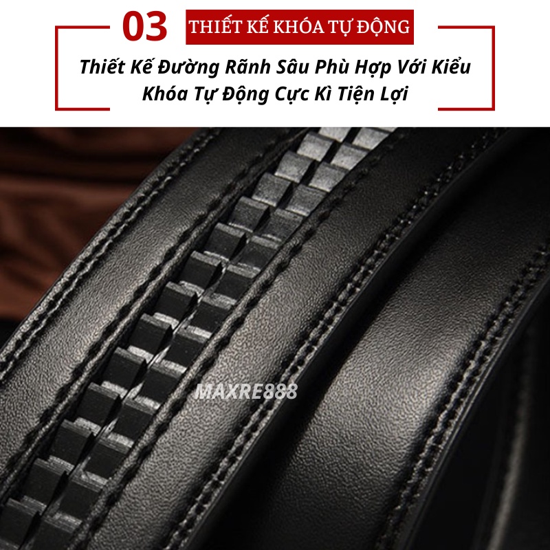 Thắt lưng nam, dây nịt da cao cấp mặt đúc nguyên khối khóa tự động tiện dụng sang trọng cá tính