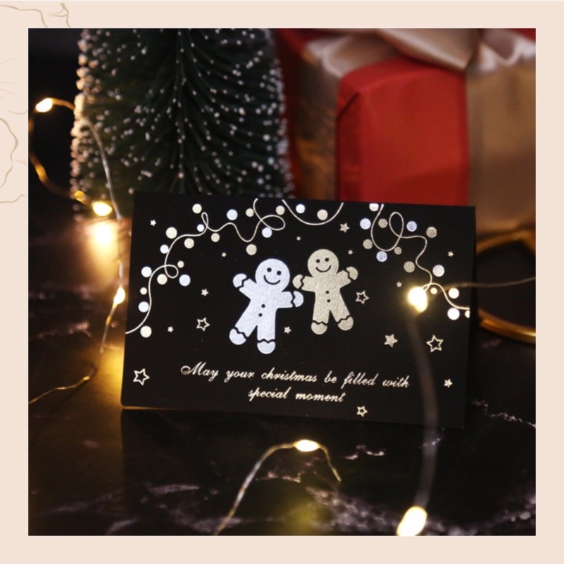 Thiệp đen nhũ ánh kim chủ đề Giáng Sinh - Noel - Merry christmas