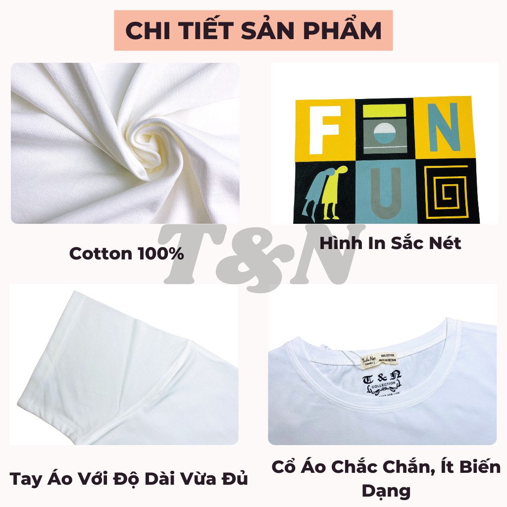 Áo thun nữ form rộng tay ngắn cổ tròn T&amp;N TSHIRT COLLECTION in hình độc đáo cá tính cá tính, vải Cotton 100%, A046651