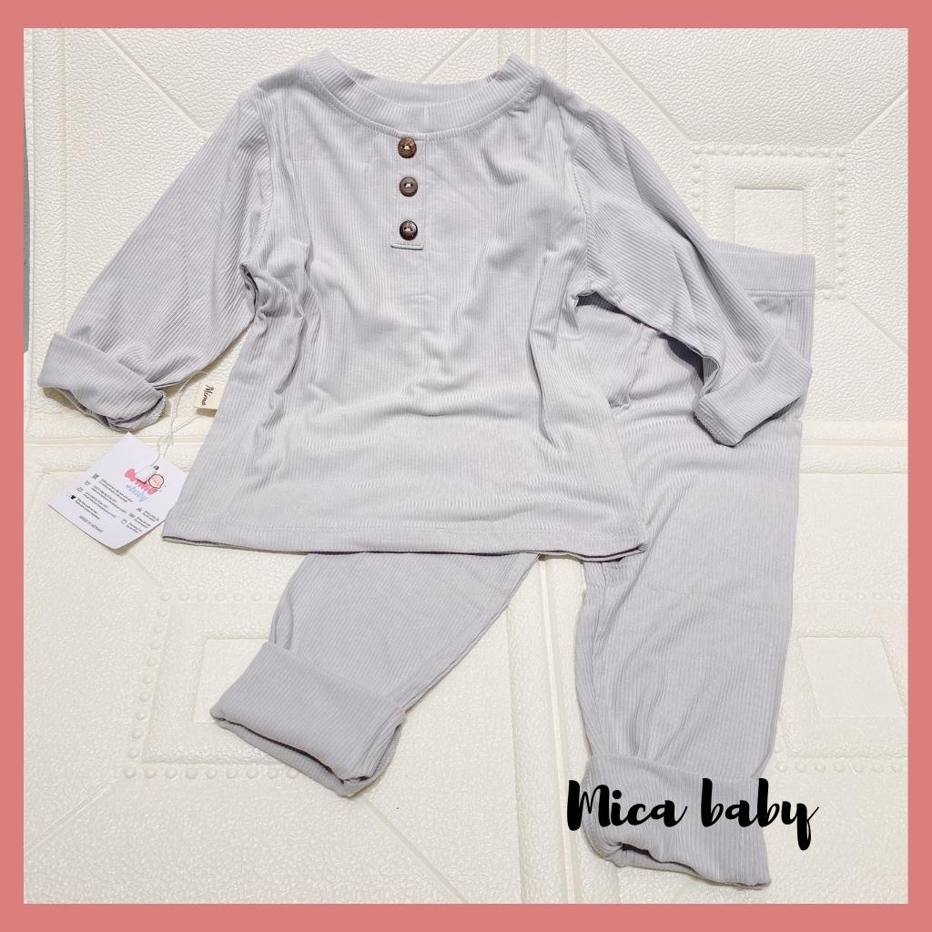 Bộ quần áo dài tay chất thun tăm co dãn cho bé trai bé gái  mặc thu đông Mica baby QA38