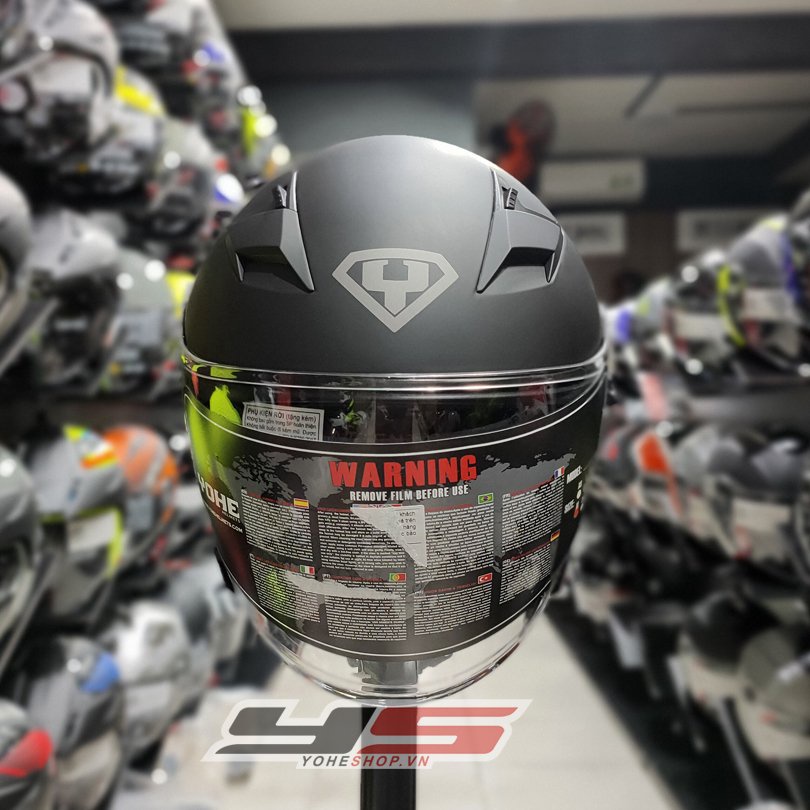 MŨ BẢO HIỂM 3/4 YOHE 878 PLUS - MŨ BẢO HIỂM 2 KÍNH - Màu Đen Trơn