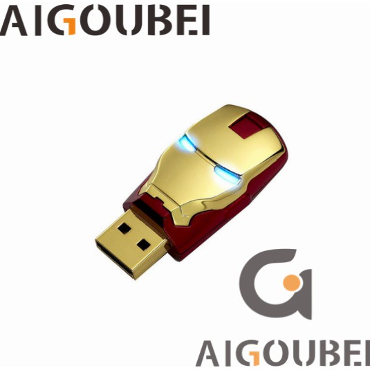 [Spot & COD] USB2.0 Cute Metal Metal Iron Man USB Flash Drive Thumb Memory Stick USB Flash Drive 1GB 2GB 4GB 8GB 16GB 32GB 32GB 64GB Thích hợp cho Máy tính xách tay / Máy tính.