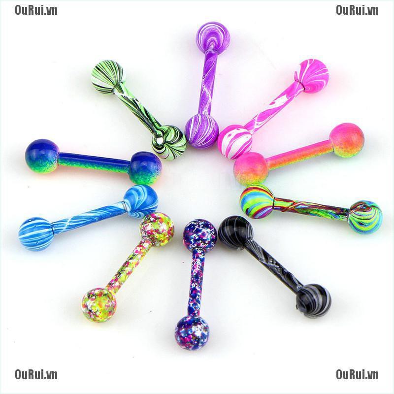 Bộ 10 Bông Tai Bằng Thép Không Gỉ Nhiều Màu Sắc Độc Đáo