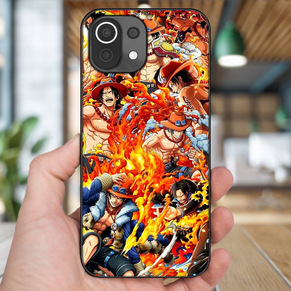 Ốp lưng Xiaomi Mi 11 Lite viền đen in hình Ace One Piece