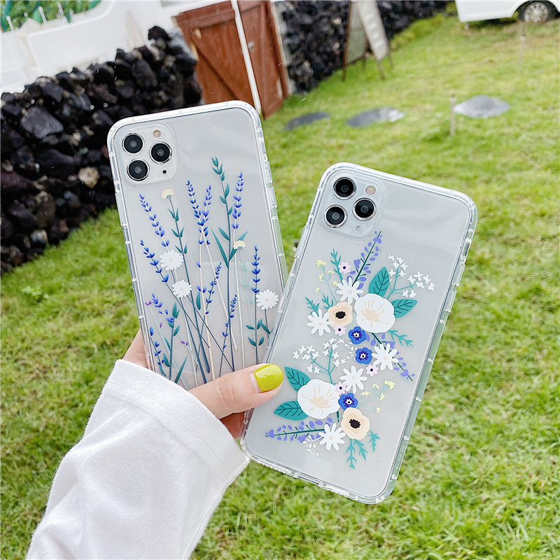 Summer fresh SAMSUNG Note20 Note20ultra mobile phone case A21S A02S A02/M02 transparent soft cover Lavender flower all-inclusive anti-drop A42 5G A12 5G A20/A30  female A50 A50s  shockproof  fashion mobile phone case